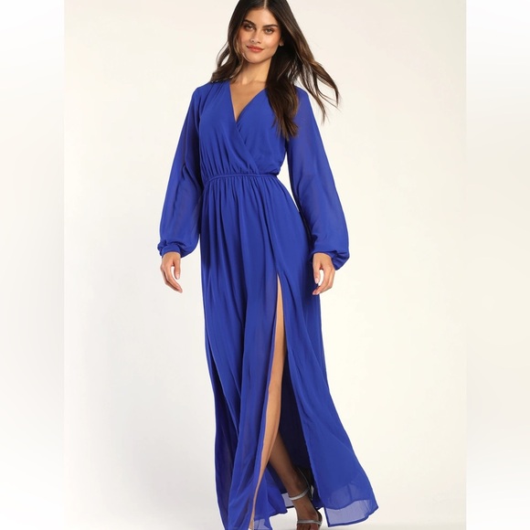 13. Lulus Wondrous Water Lilies Royal Blue Maxi Dress - Picture 3 of 16